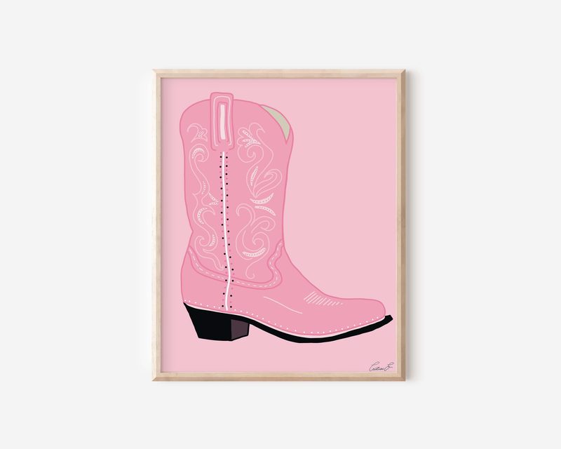 Digital Cowgirl Boot Art Print printable art by Cristina Carolina