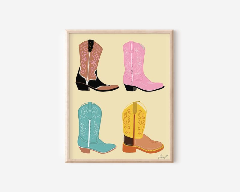 Cowgirl Boots Art Print printable art by Cristina Carolina
