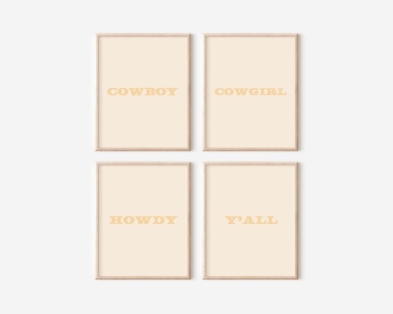 Set of 4 Minimalist Western Prints printable art by Cristina Carolina