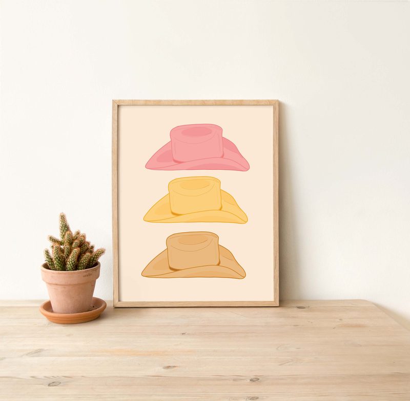 Cowboy Cowgirl Hat Art Print printable art by Cristina Carolina