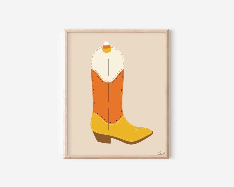 Halloween Candy Corn Cowgirl Boots printable art by Cristina Carolina