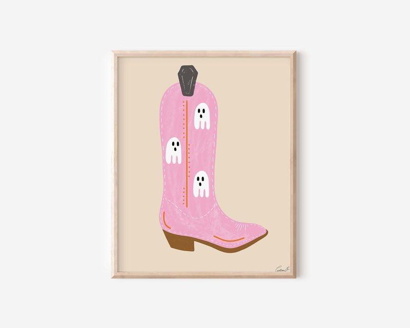 Halloween Ghost Cowgirl Boots printable art by Cristina Carolina