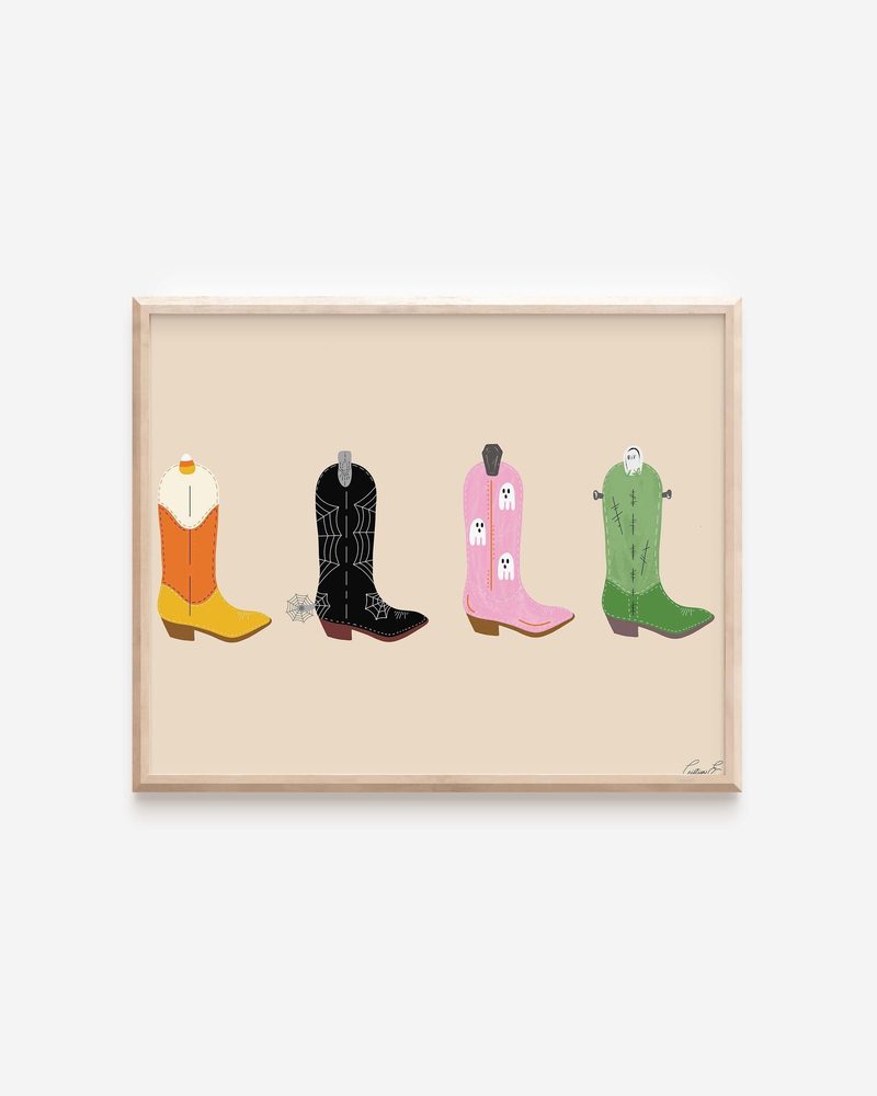 Halloween Cowgirl, 4 Boots art print by Cristina Carolina
