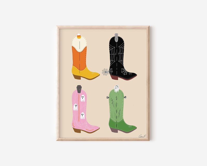 Halloween Cowgirl Boots printable art by Cristina Carolina