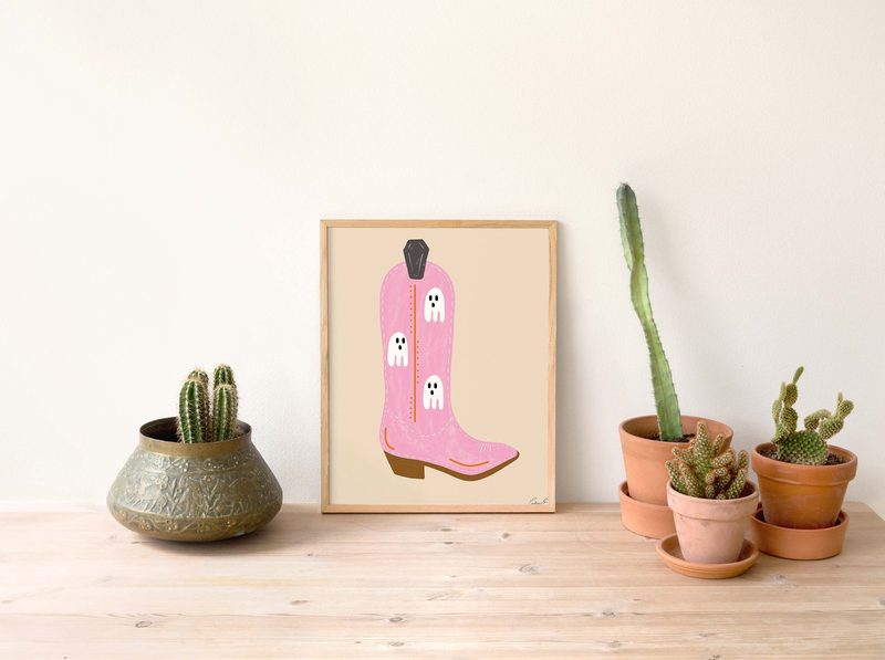 Ghost Cowgirl Boots art print by Cristina Carolina