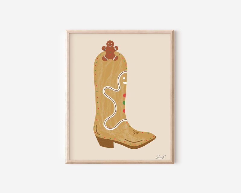Gingerbread Boot art print by Cristina Carolina