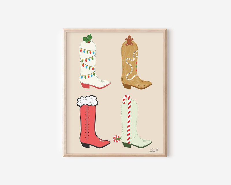 Christmas Cowboy Boots I art print by Cristina Carolina