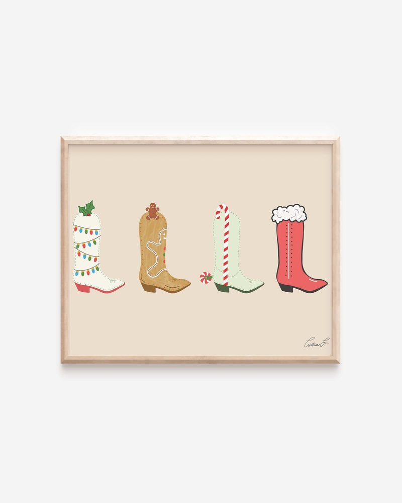 Christmas Cowboy Boots II art print by Cristina Carolina