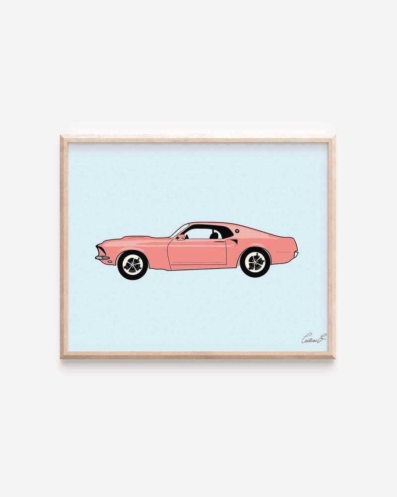Mustang Classic Car (Pink) art print by Cristina Carolina