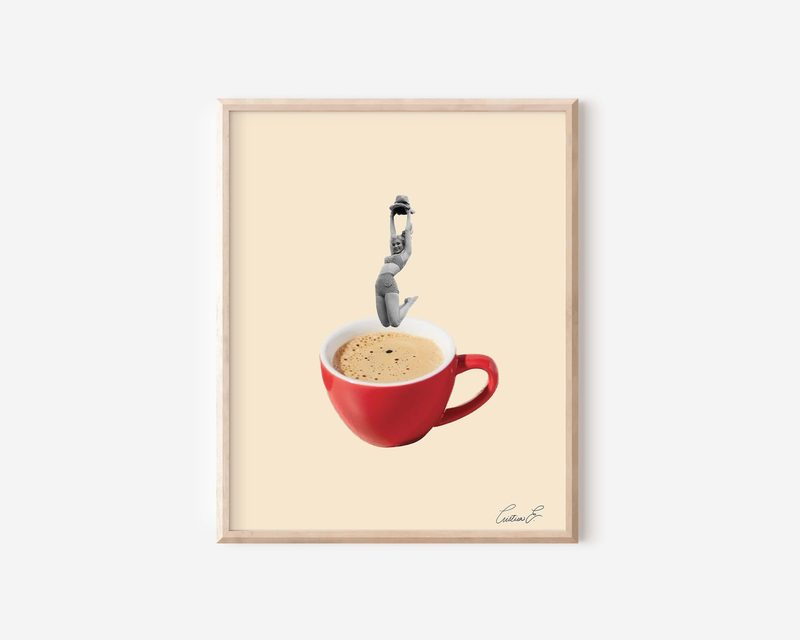 Digital Jumping into Cafecito Collage Art Print printable art by Cristina Carolina