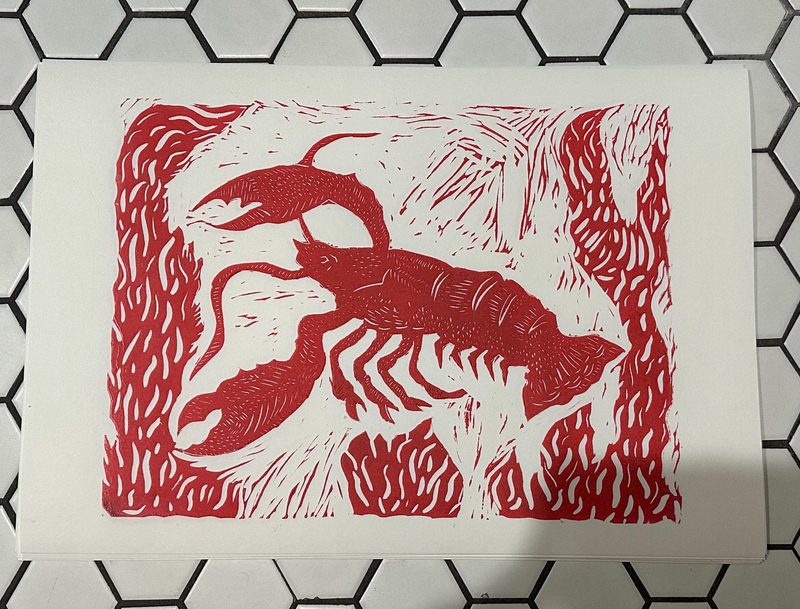 Red Lobster (hand-printed) art print by Cristina Carolina