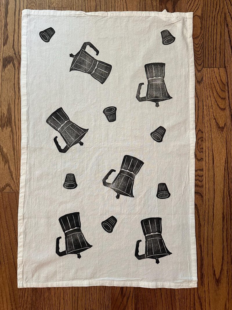 Cafetera & Cafecitos Tea Towel by Cristina Carolina