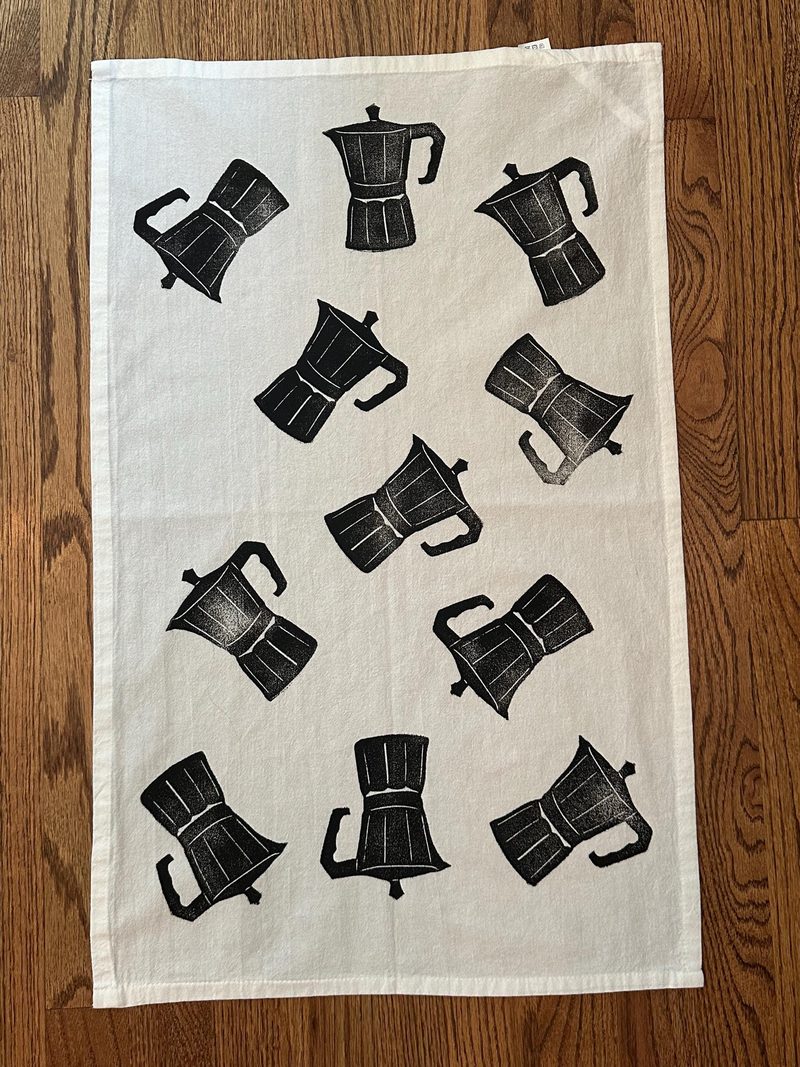 Moka Pot Tea Towel by Cristina Carolina