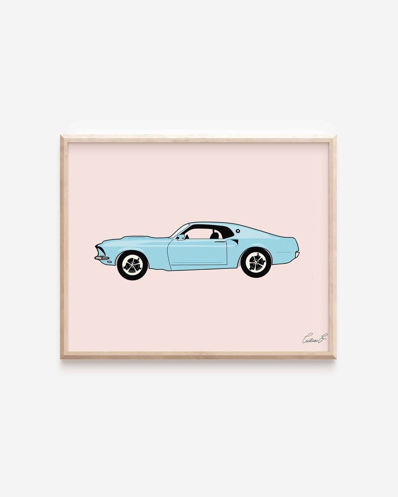 Mustang Classic Car (Blue) art print by Cristina Carolina